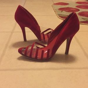 SHIEKH stripe red pumps